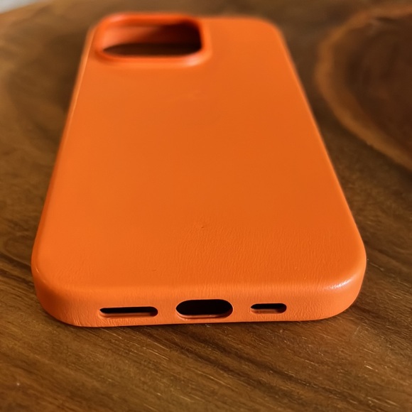 Orange Leather iPhone 14 Pro case. Case by Apple. - Picture 2 of 5